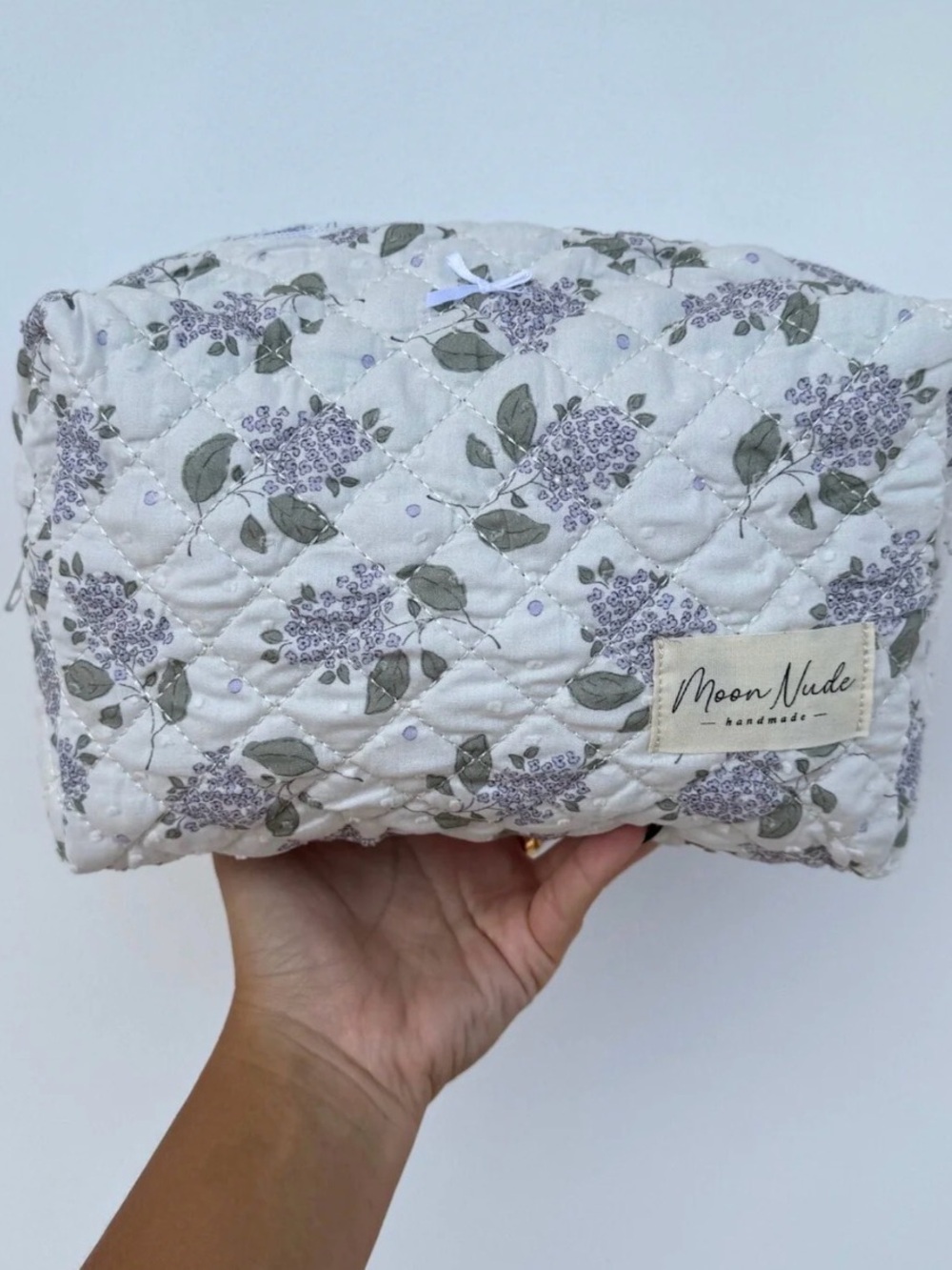 New moon nude Floral Quilted  Lavender Cosmetic Pouch